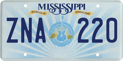 MS license plate ZNA220