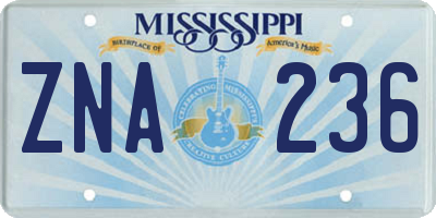 MS license plate ZNA236