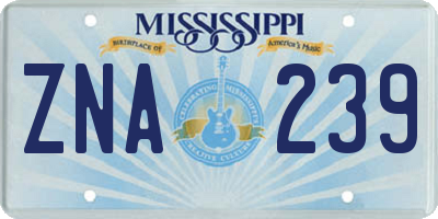 MS license plate ZNA239