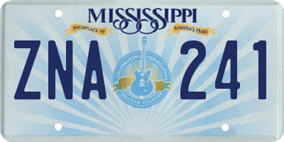 MS license plate ZNA241