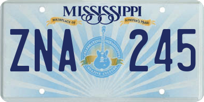 MS license plate ZNA245