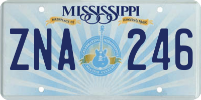 MS license plate ZNA246