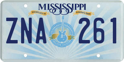MS license plate ZNA261