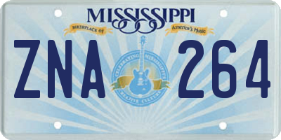 MS license plate ZNA264
