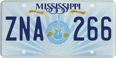 MS license plate ZNA266