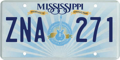 MS license plate ZNA271