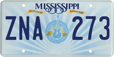 MS license plate ZNA273