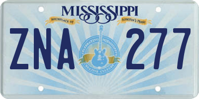 MS license plate ZNA277