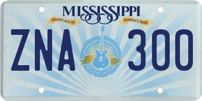 MS license plate ZNA300