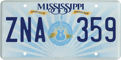 MS license plate ZNA359