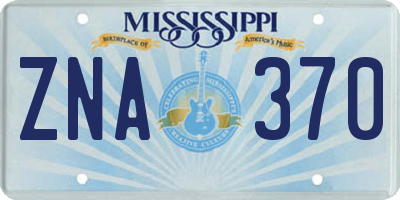 MS license plate ZNA370