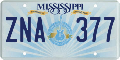 MS license plate ZNA377