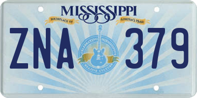 MS license plate ZNA379