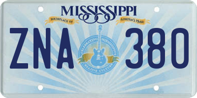 MS license plate ZNA380