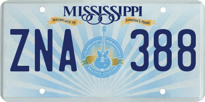 MS license plate ZNA388