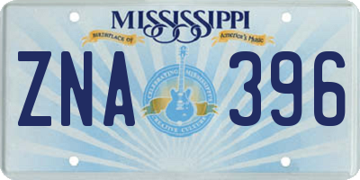MS license plate ZNA396