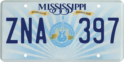 MS license plate ZNA397