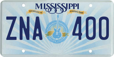 MS license plate ZNA400