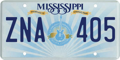 MS license plate ZNA405