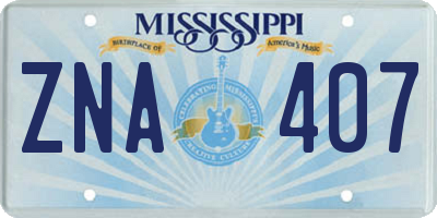 MS license plate ZNA407