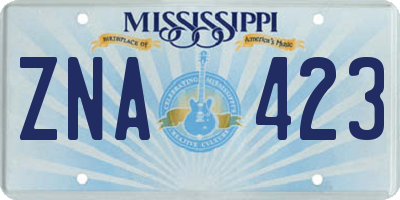 MS license plate ZNA423