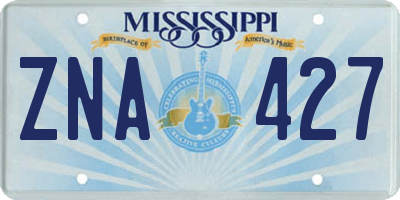 MS license plate ZNA427