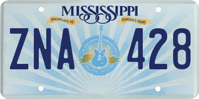 MS license plate ZNA428