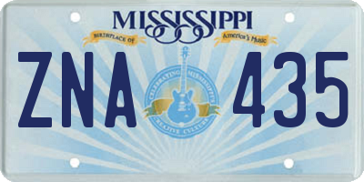 MS license plate ZNA435