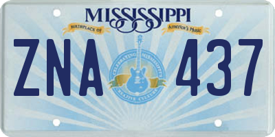 MS license plate ZNA437