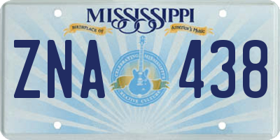 MS license plate ZNA438