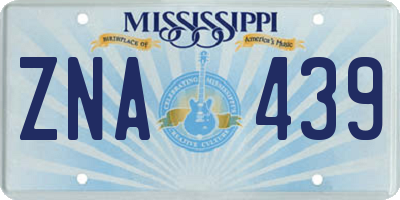 MS license plate ZNA439