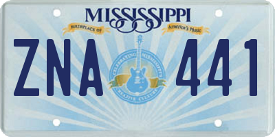 MS license plate ZNA441