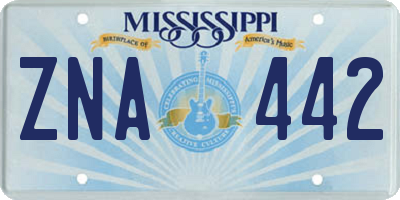 MS license plate ZNA442