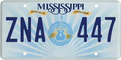 MS license plate ZNA447