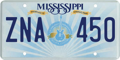 MS license plate ZNA450