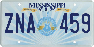 MS license plate ZNA459