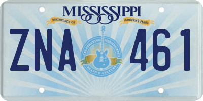 MS license plate ZNA461