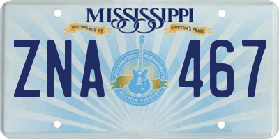 MS license plate ZNA467