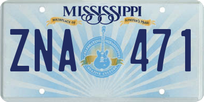 MS license plate ZNA471