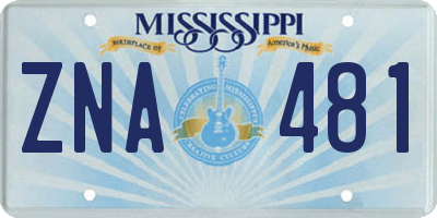 MS license plate ZNA481