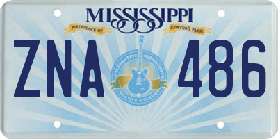 MS license plate ZNA486