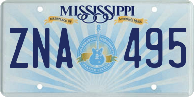 MS license plate ZNA495