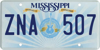MS license plate ZNA507