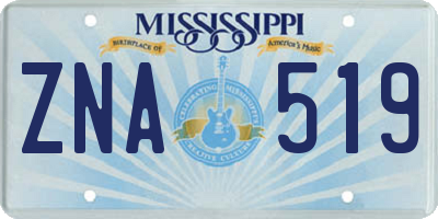 MS license plate ZNA519