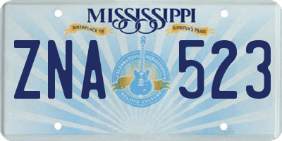 MS license plate ZNA523
