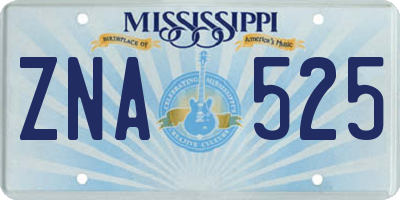 MS license plate ZNA525