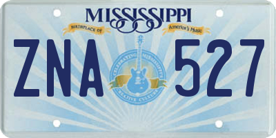 MS license plate ZNA527