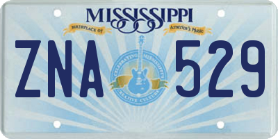 MS license plate ZNA529