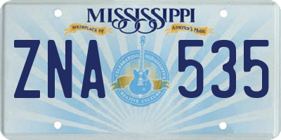MS license plate ZNA535