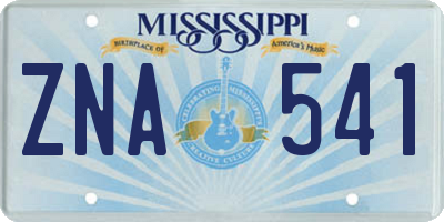 MS license plate ZNA541